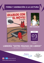 Firma y animación a la lectura con ¡Diablos con el móvil! en Cáceres / Platero CoolBooks