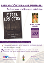 Presentación y firma de ejemplares de Cierra los ojos en Mutilva / Platero CoolBooks