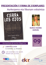 Nuria Viedma presenta y firma "Cierra los ojos" en Librería Elkar / Platero CoolBooks