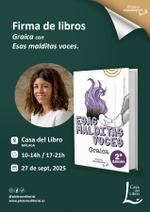 Firma de ejemplares de Esas malditas voces en Casa del libro de Málaga