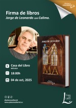 Firma de Jorde de Leonardo con "Calima" en Casa del Libro de Málaga